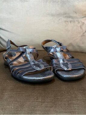 Artisan Metallic Gunmetal Strappy Sandals